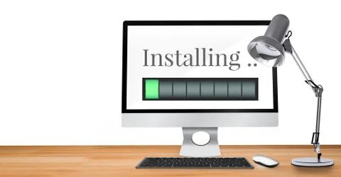 Installing progress status power bar on computer Stock Illustration