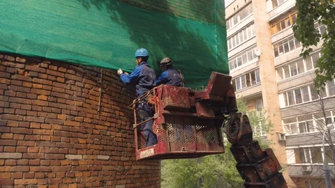 Installing protective nets Stock Footage 86327667