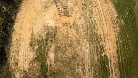 Installing pylons. Electricity. High voltage. 106 Stock Footage 93366853