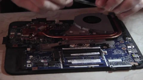 Installing the RAM into the motherboard Video stock 71508254