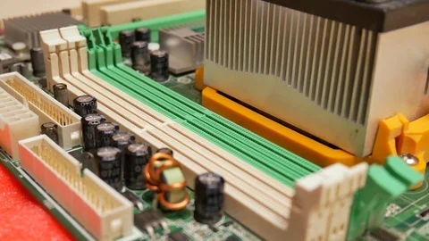 Installing random access memory RAM into motherboard Stock Footage 100842623