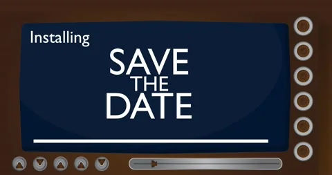 Installing Save The Date. Text screen on old TV Stock Footage 205170997