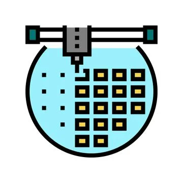 Installing semiconductor on board color icon vector illustration Stock Illustration