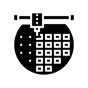 Installing semiconductor on board glyph icon vector illustration Illustrazione stock