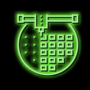 Installing semiconductor on board neon glow icon illustration Stock Illustration