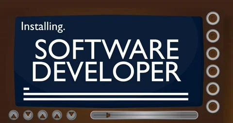Installing Software Developer. Text screen on old TV Stock Footage 219839464