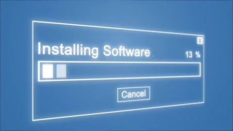 Installing Software Process Animation on Blue Background Stock Footage 106938944