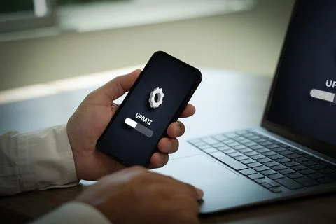 Installing software update process upgrade technology concept, Software updat Stock Photos