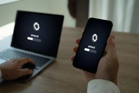 Installing software update process upgrade technology concept, Software updat 스톡 사진