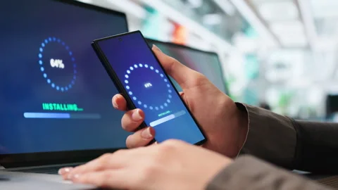 Installing Software Update Progress. Smart Phone Loading Patch Stock Footage 344713566
