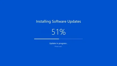 Installing Software Updates Progress Screen Blue Loading Percentage. Stock Footage 347354951