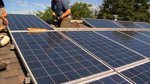 Installing Solar Panel Stock Footage 12531126