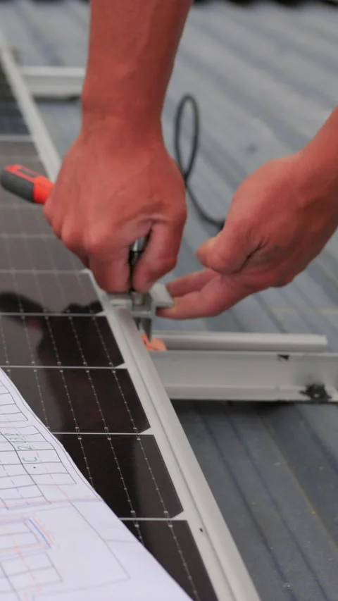 Installing Solar Panels Stock Footage 319588651