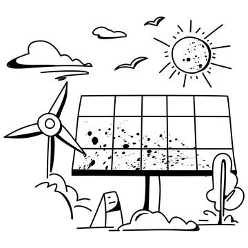Installing solar panels Stock Illustration