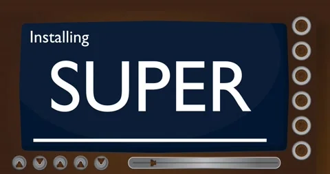 Installing Super. Text screen on old TV Stock Footage 179422138