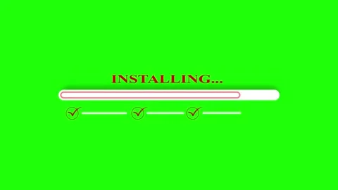 Installing system update progress bar neon glowing animation. green screen .. Stock Footage 308157760