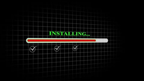 Installing system update progress bar neon glowing animation. software upda.. Stock Footage 308849448