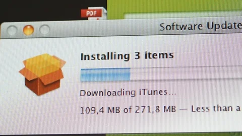 Installing update Apple iMac computers Stock Footage 99138385