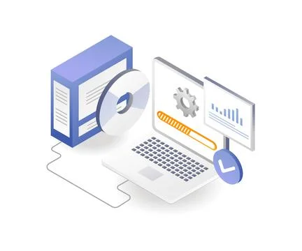 Installing the updated application data driver Stock Illustration