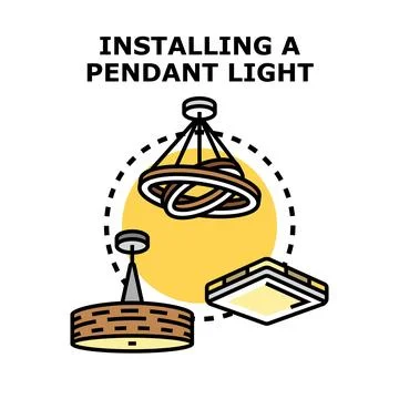 Installing various types of home lighting fixtures Stock Illustration