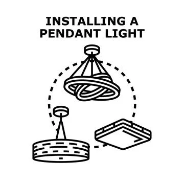 Installing various types of home lighting fixtures Stock Illustration