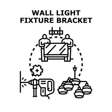 Installing wall light fixture bracket and television mounting Stock Illustration