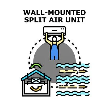 Installing wall mounted split air conditioning unit system Ilustración de archivo