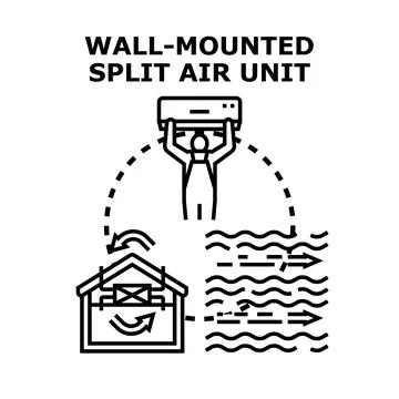 Installing wall mounted split air conditioning unit system Ilustración de archivo