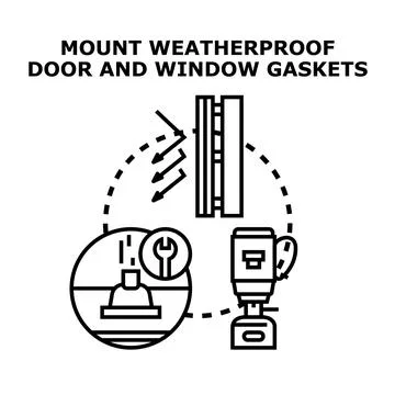 Installing weatherproof gaskets for effective home insulation 库存插图