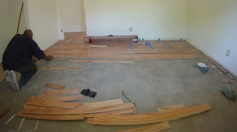 Installing Wood Floors Time Lapse construction Stock Footage 24255172