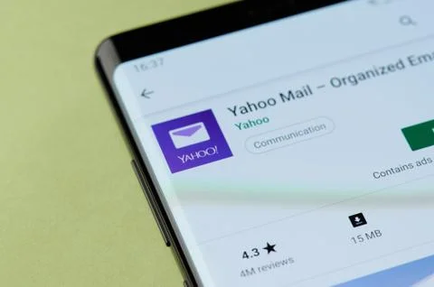 Installing yahoo mail to smartphone Stock Photos