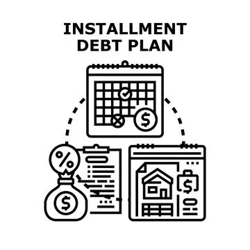 Installment debt plan concept for monthly loan payments Ilustração Stock