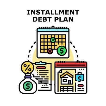 Installment debt plan concept for monthly loan payments Ilustração Stock