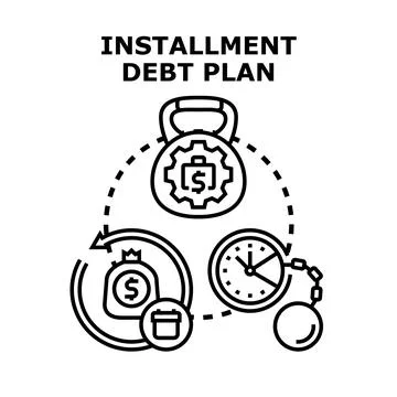 Installment debt plan managing financial obligations concept Stock Illustration