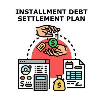 Installment debt settlement plan financial management Ilustração Stock