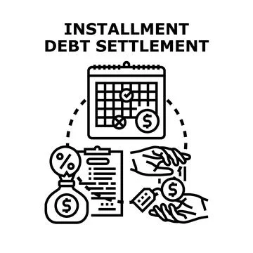 Installment debt settlement planning and payment process Stock Illustration