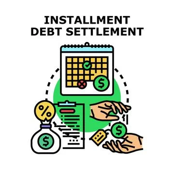 Installment debt settlement planning and payment process Stock Illustration