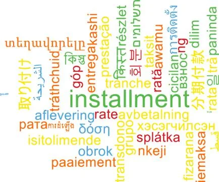 Installment multilanguage wordcloud background concept Ilustração Stock