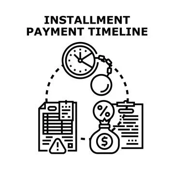 Installment payment timeline presenting debt and financial burden Stock Illustration