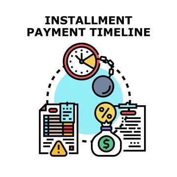 Installment payment timeline presenting debt and financial burden Ilustração Stock