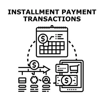 Installment payment transactions concept on digital device Ilustração Stock