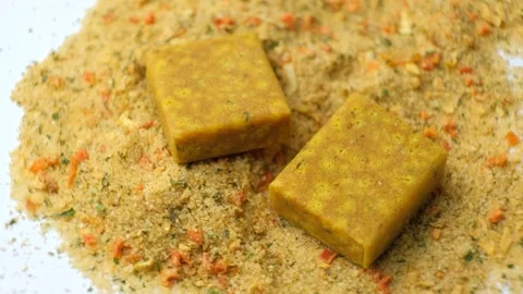 Instant bouillon and spice mix in cubes and powder Stock Footage 299572637