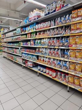 Instant breakfast at shelf Foto stock