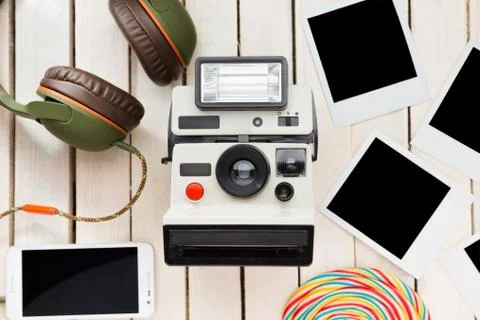 Instant camera. Stock Photos