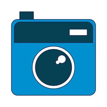 Instant camera symbol blue lines Stock Illustration