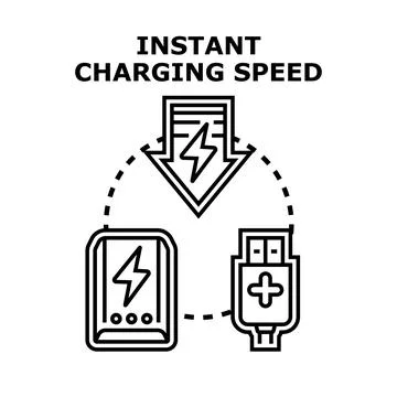 Instant charging speed connecting power and device Stock Illustration