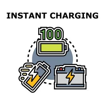 Instant charging technology filling electronic device batteries Stock Illustration