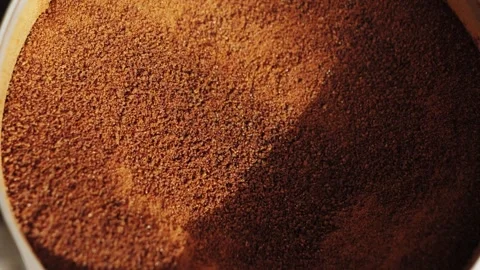 Instant chicory. Roasted crushed chicory root powder. Chicory to be anti Stock Footage 313149582