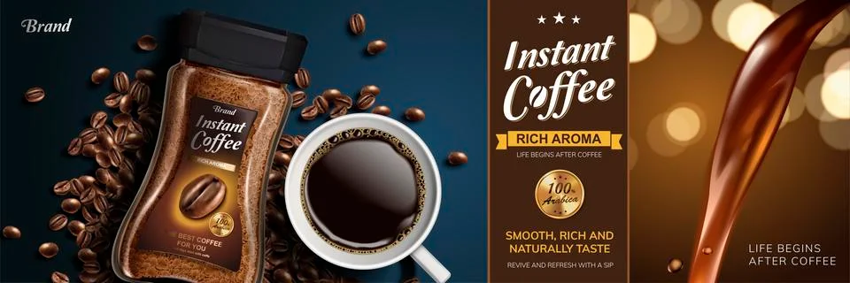 Instant coffee ad Stock Illustration