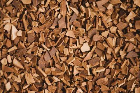 Instant coffee granules macro close up top view. Selective focus. Stock Photos